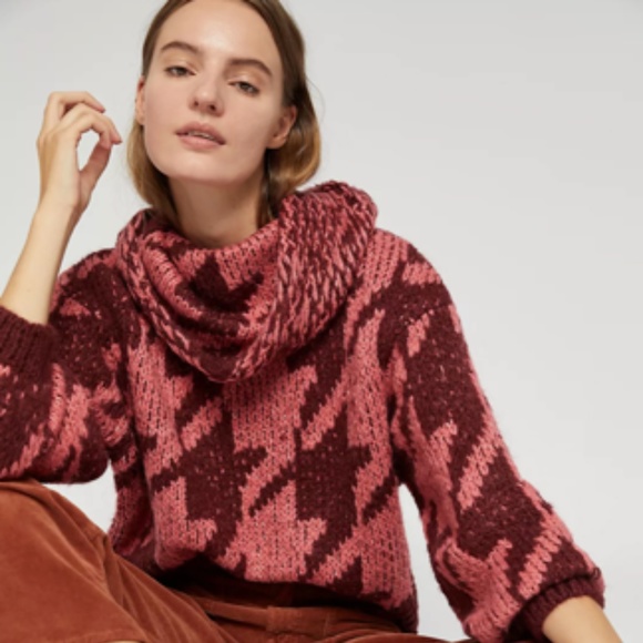 Anthropologie Ginny Oversized Houndstooth Sweater Size XS - Picture 2 of 5